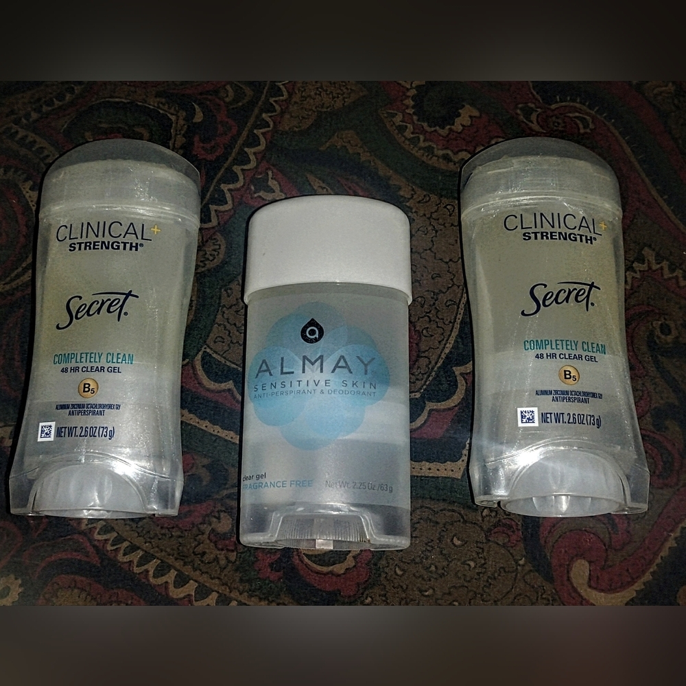 2 "Secret" Clinical+Strength & 1 "Almay" Sensitive Skin Anti-Persp Gel Deodorant